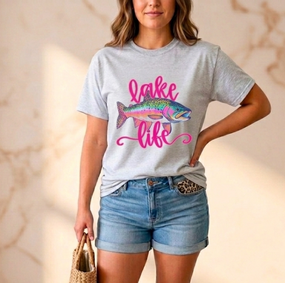 Lake life shirt Bass Colorful cute popular boating